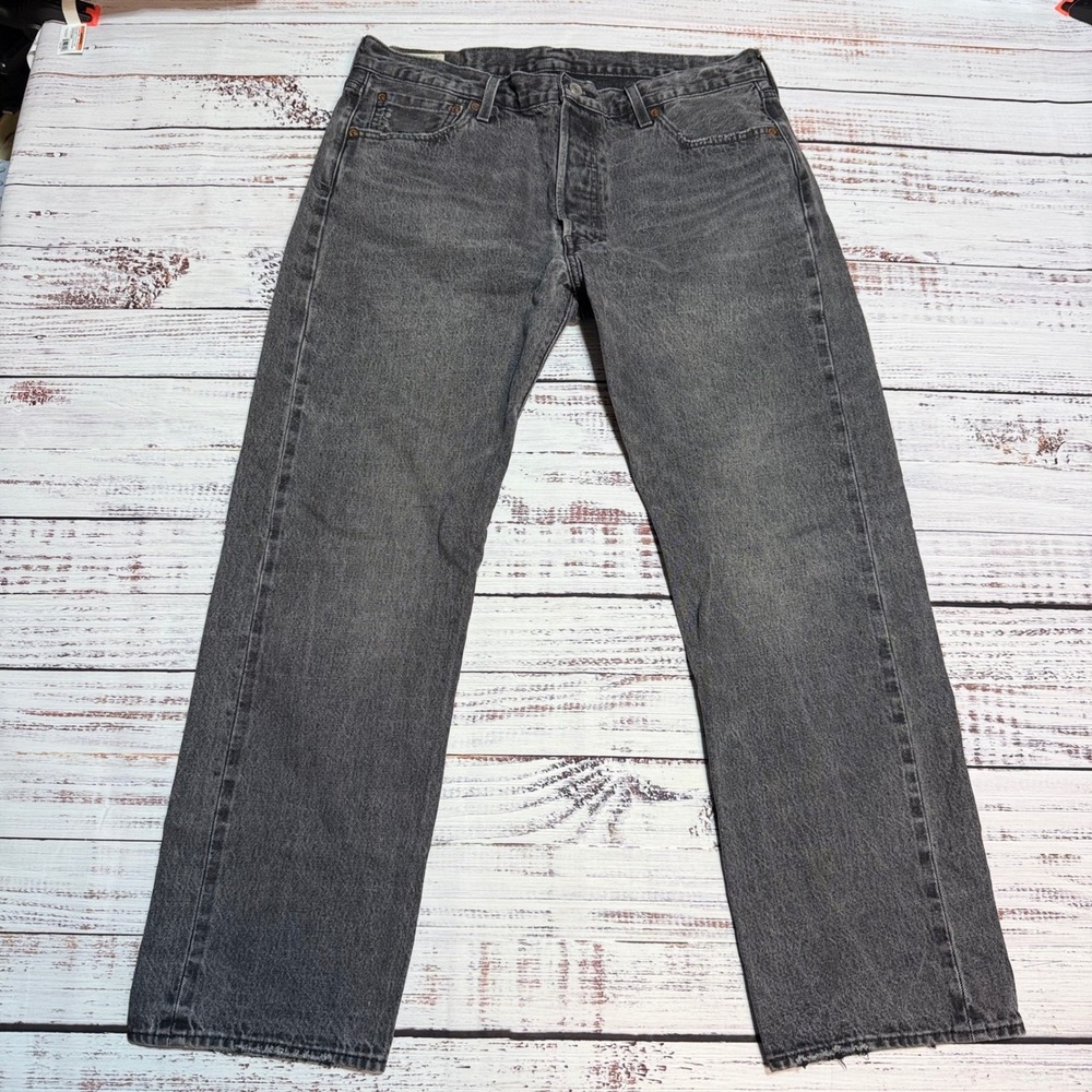 Levi's 501 selvedge Premium Jeans 36x29 Straight Leg Faded Black Cotton Denim